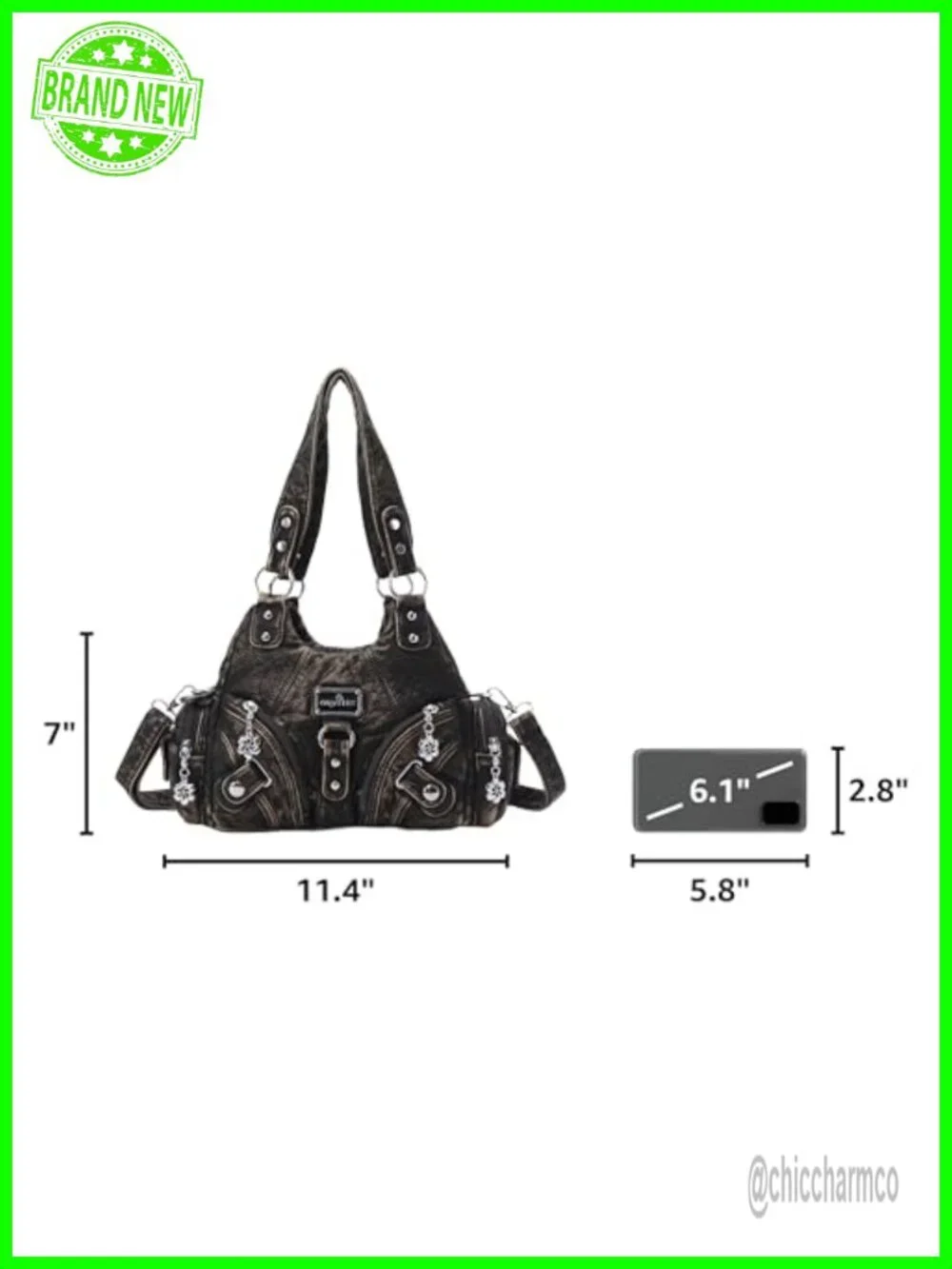 Small Hobo Shoulder Bag Faux Leather Multi-Pocket Tote with Zipper